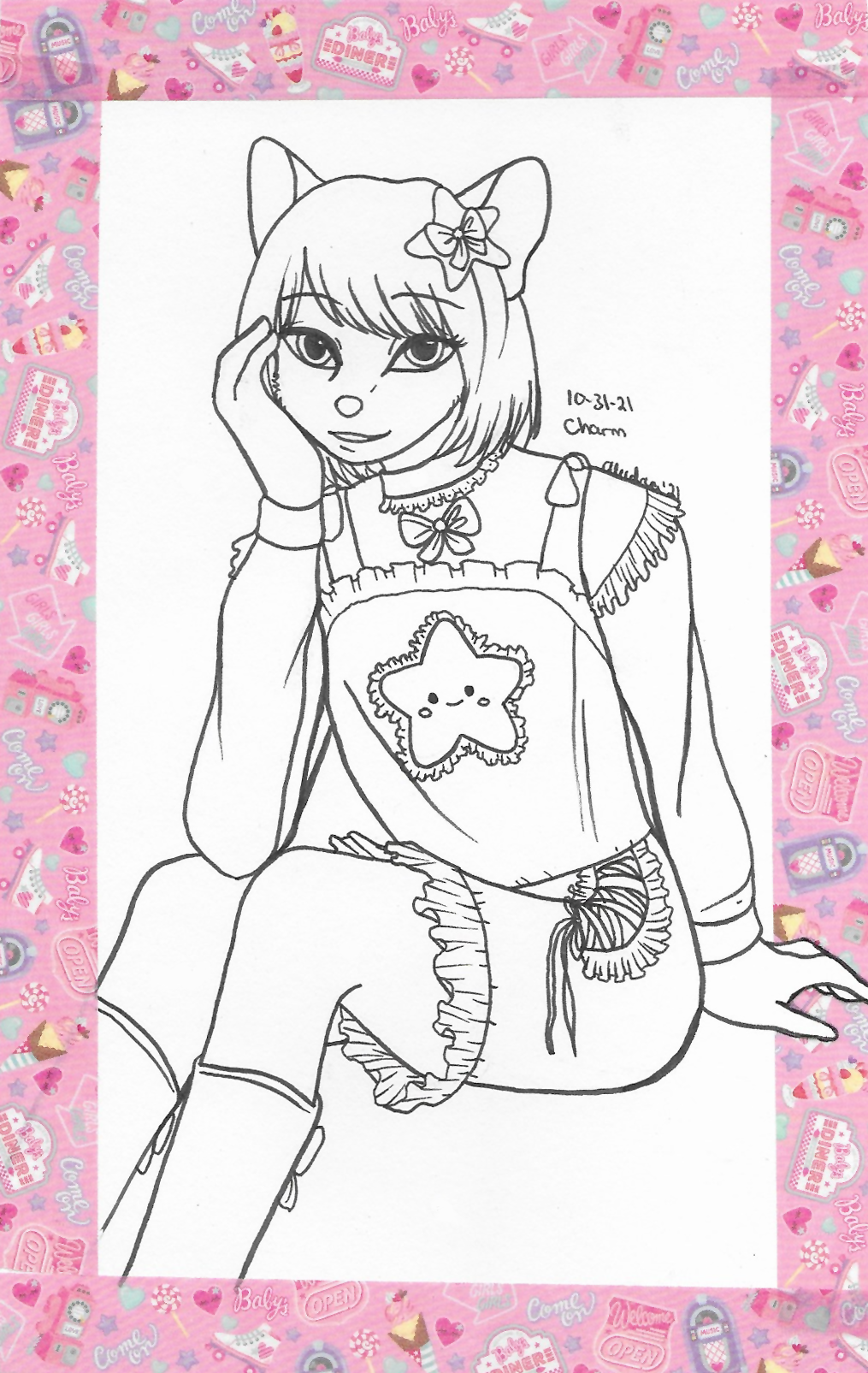OC-tober art of Vivian, with the prompt Charm. She has charm, she would wear a lot of charms, so I had to fit her to this prompt.