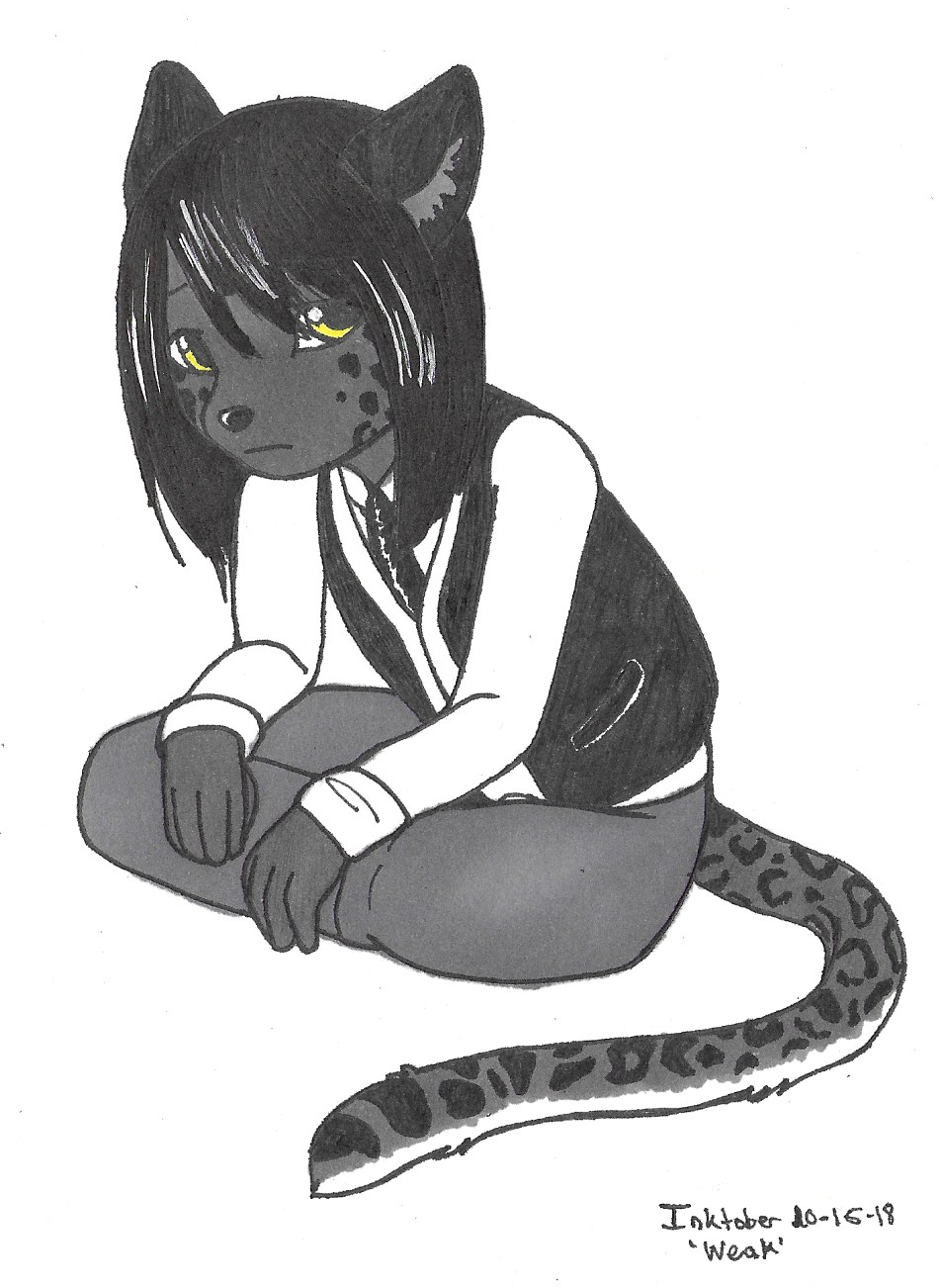 OC-tober art of Void, with the prompt Weak. Void considers himself weak, because Maxwell considers him weak and useless. 