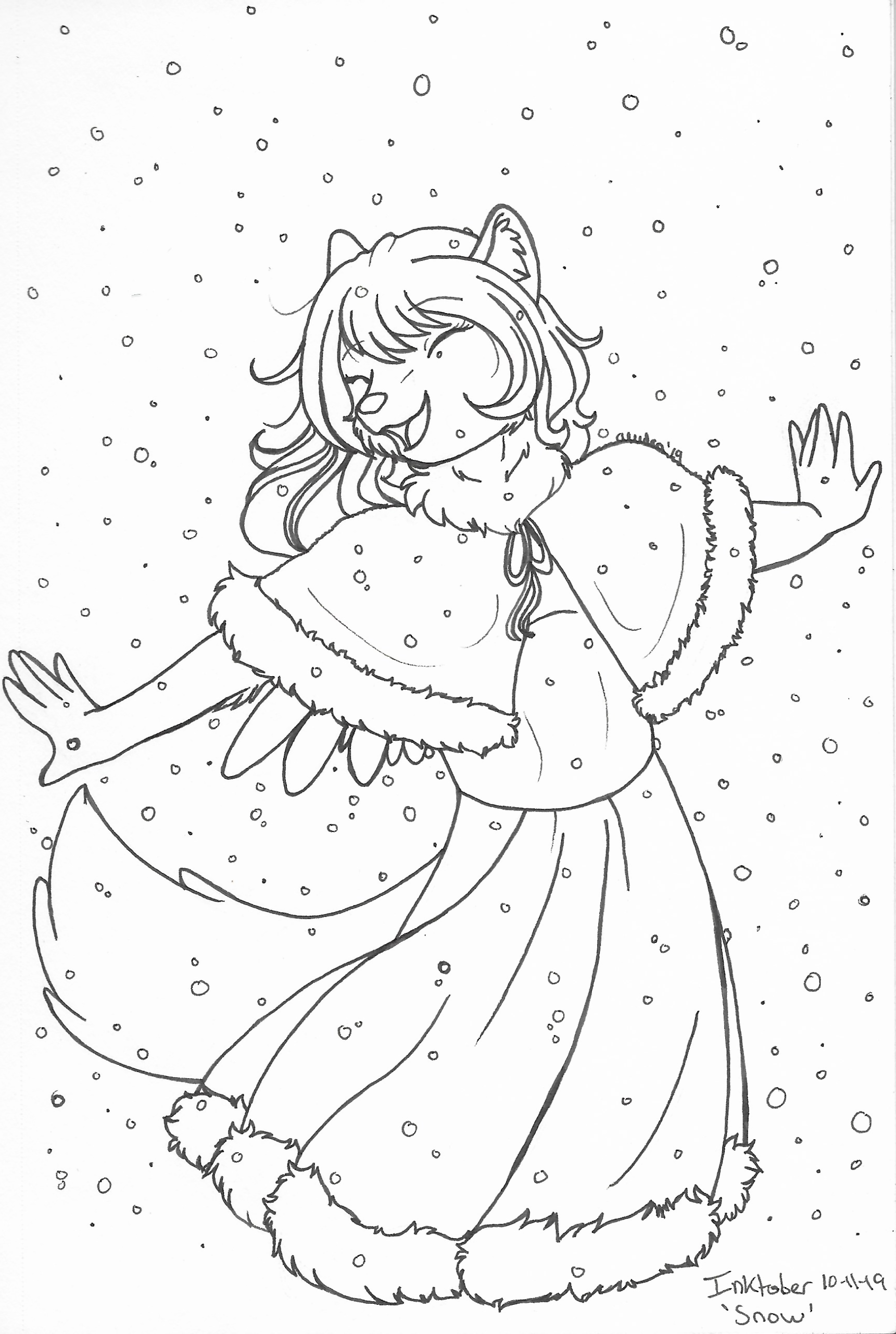 OC-tober art of Winter, with the prompt Snow. If there's anything Winter loves as much as Christmas decor, it's probably playing in a light powder of snow.