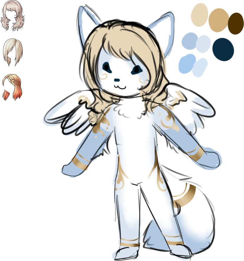 A scribbly concept of Winter, trying to get her soft white and blues down with hints of gold throughout.