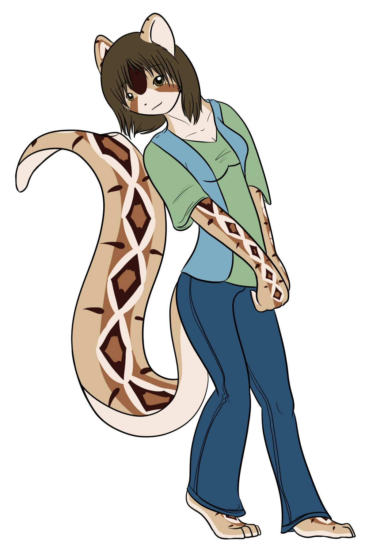 A fullbody image of Wren with her actually awake and standing, a rarity.