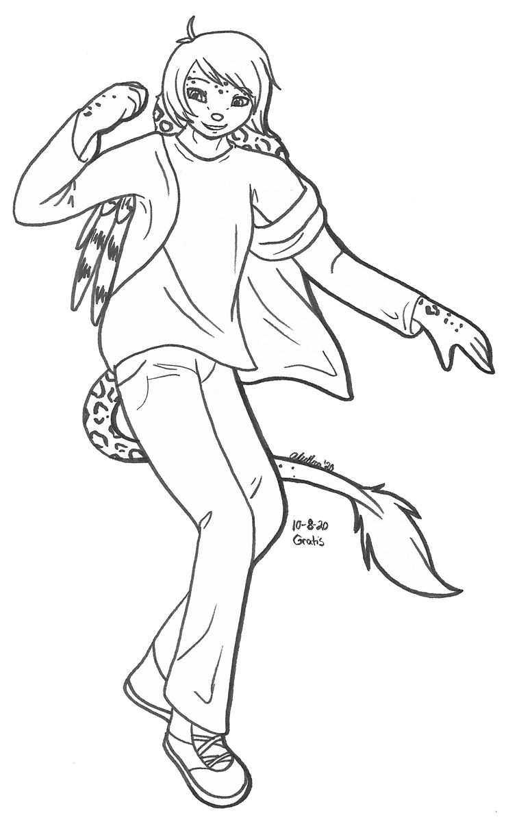 OC-tober art of Zak, with the prompt Gratis. This prompt was a new word for me. 'Without charge; free.' so I tested out a carefree dancing Zak for it.