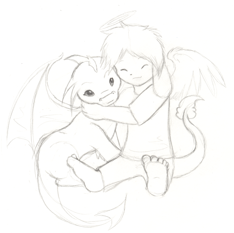 Child Zak cuddling this dragon pet he had on one of the petsites he was on.