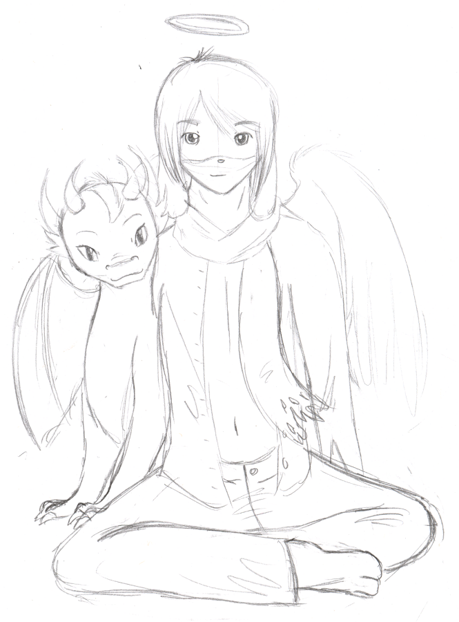 Zak after he was aged up to better fit the roleplays I was putting him in, along with a little dragon pet.